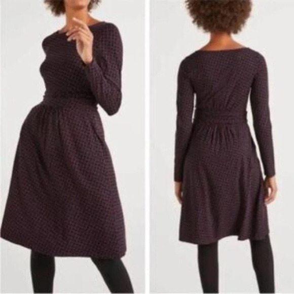 Boden Abigail Jersey Knit Leaf Print Midi Dress - Picture 3 of 8